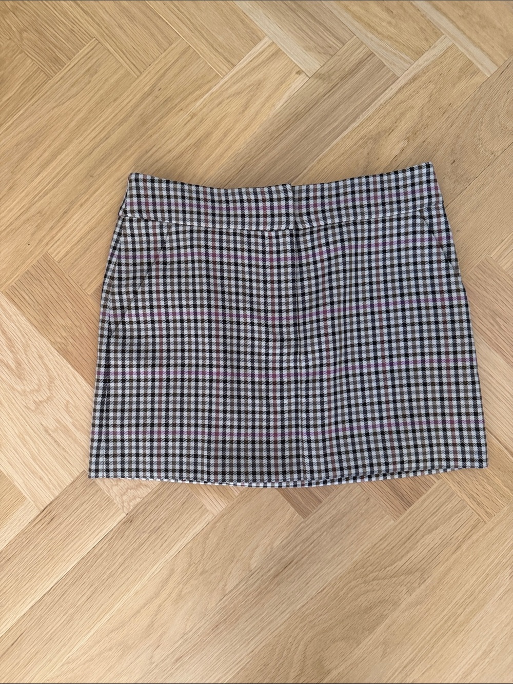 Veronica Beard Black, White & Pink Gingham Mini Skirt